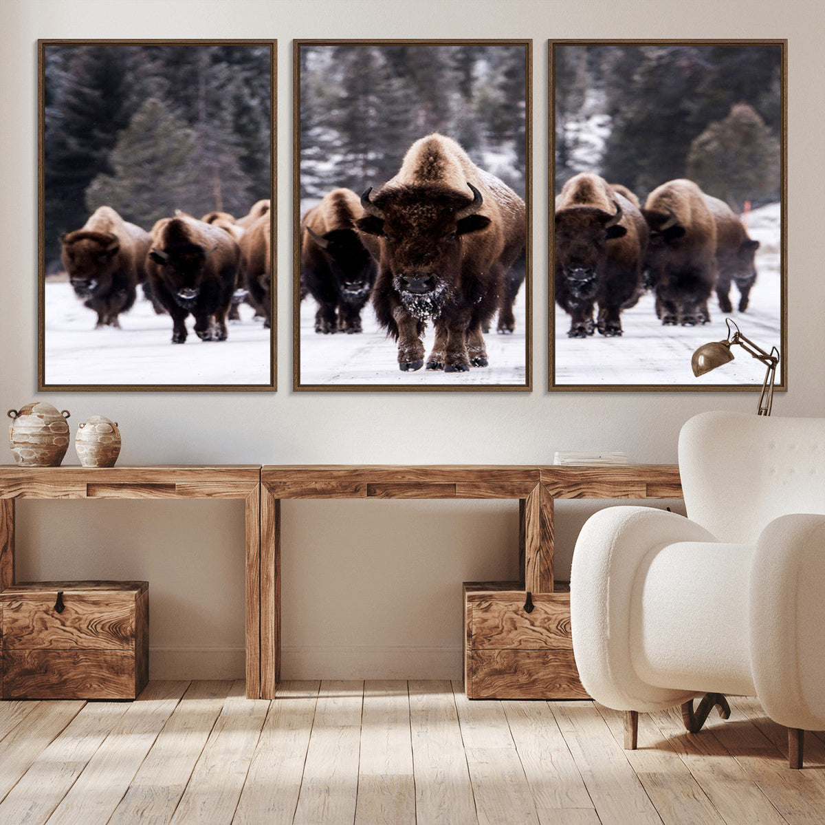 Bison Wall Art Canvas Print, Bison Herd Canvas Wall Art
