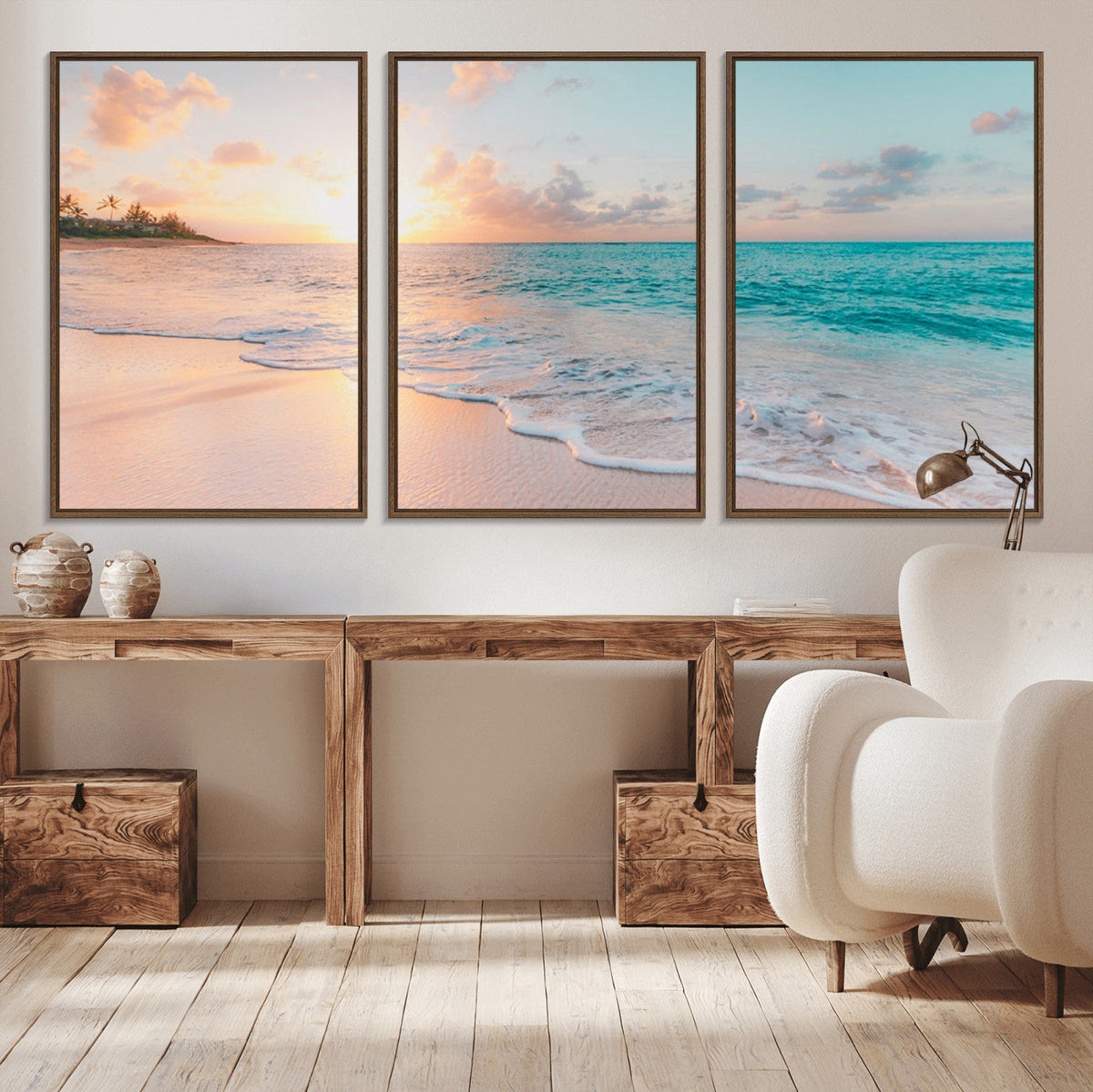 Beach Wall Art, Stunning Ocean Sunset Canvas Print with Coastal Design for Relaxing Home Decor