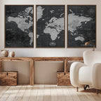 World Map Canvas Print, Detailed Map of the World Wall Art for Home or Office