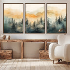 Abstract Forest Print | Mountain Wall Art | Autumn Landscape Canvas Print