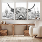 Rustic Charm, Cow Longhorn Black White Bighorn Wall Art