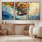 UP-Inspired Floating House with Balloons Canvas Art | Colorful Wall Decor