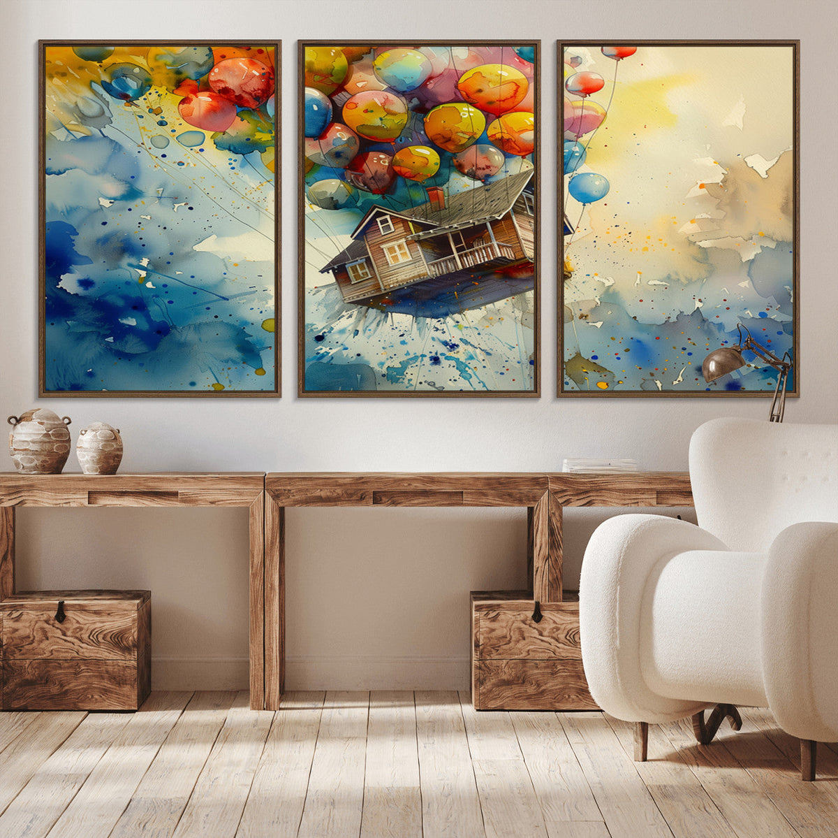 UP-Inspired Floating House with Balloons Canvas Art | Colorful Wall Decor