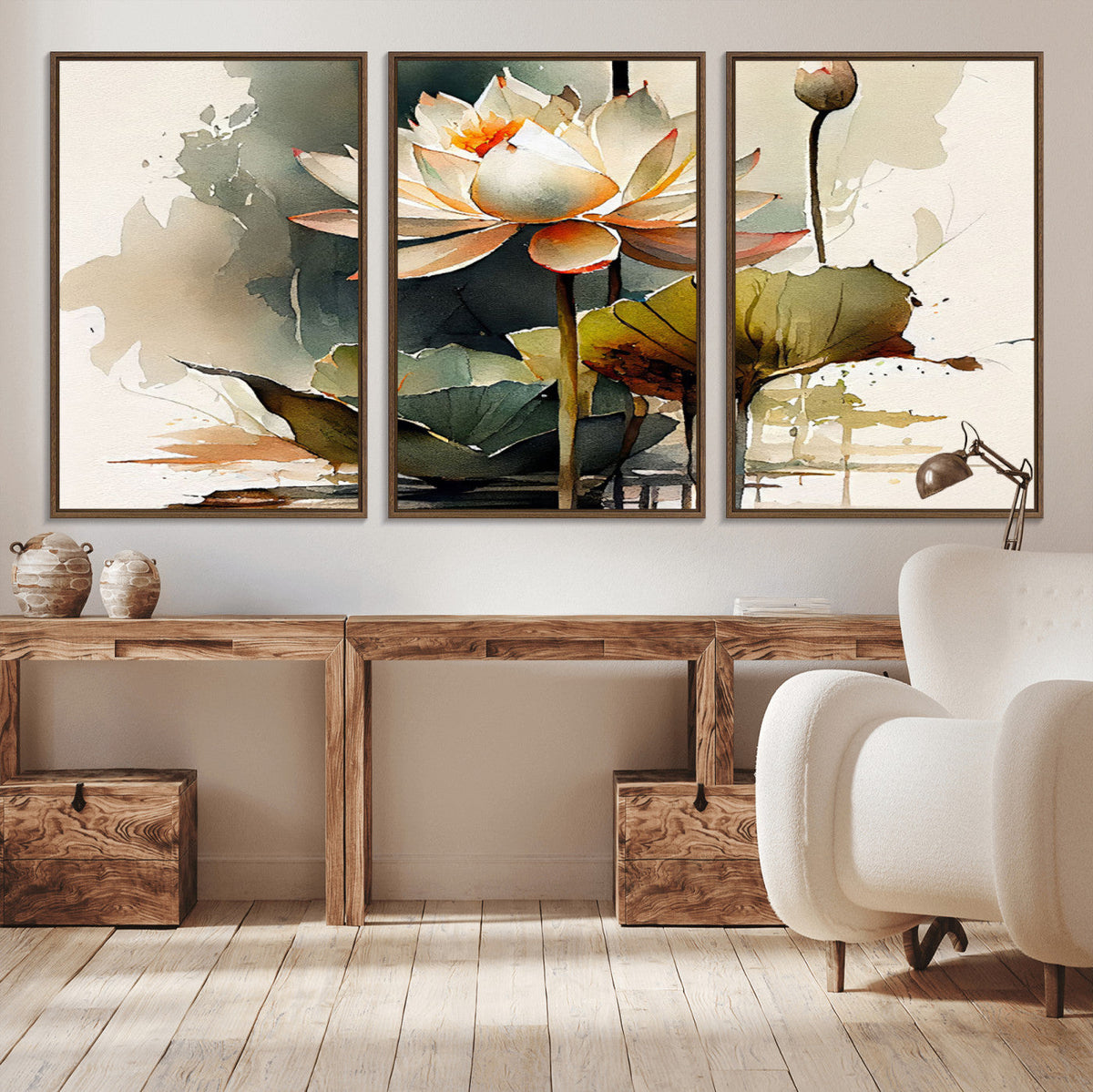 Lotus Flower Watercolor Canvas Print | A Symbol of Serenity and Growth in Soft Watercolors