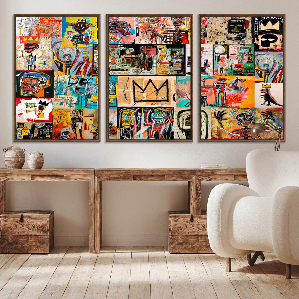 Abstract Art Collage Wall Art Canvas Print, Urban Graffiti Style