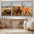 Highland Cow Canvas Wall Art Animal Print for Farm House Decor