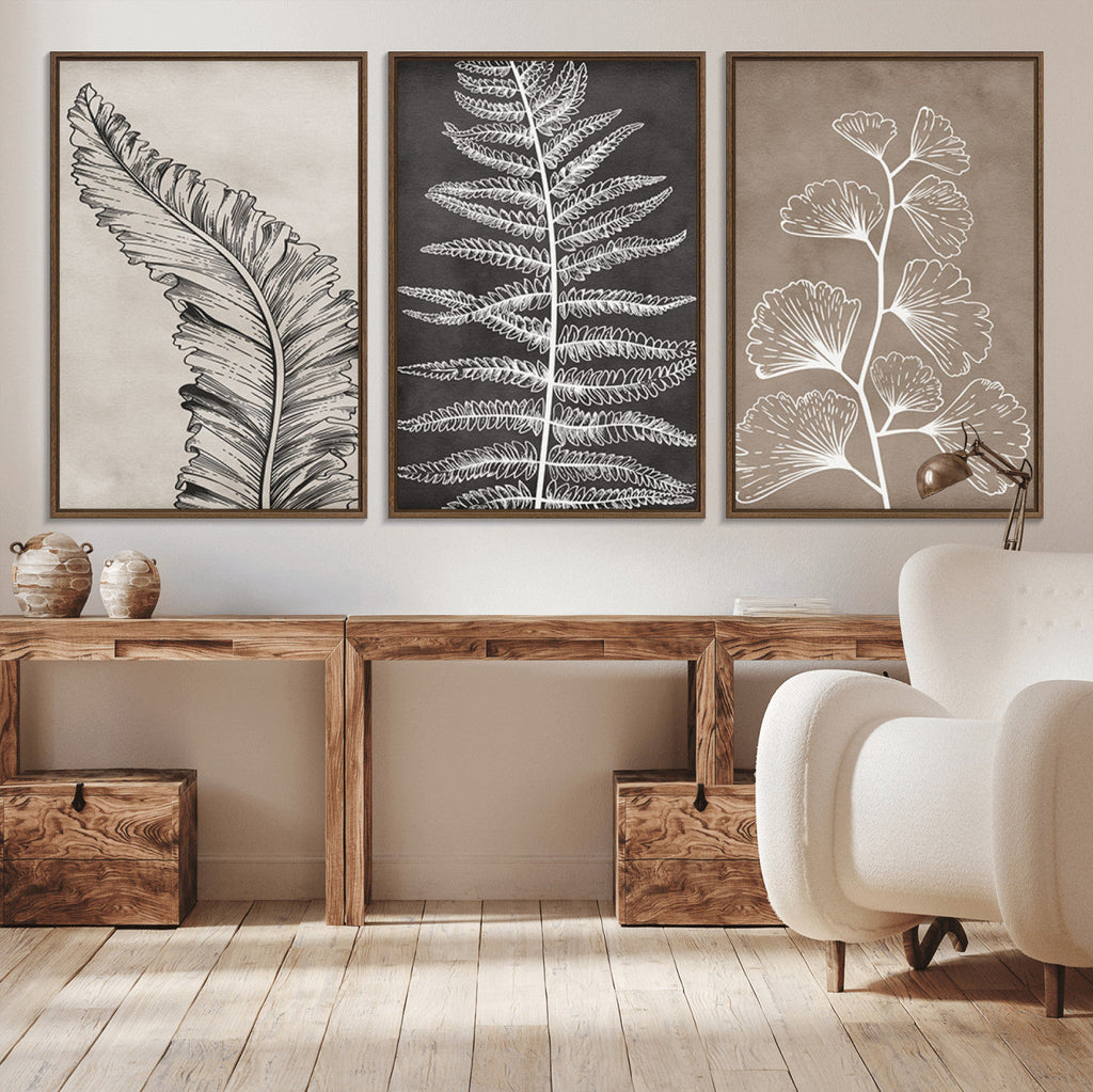 Minimalist Botanical Wall Art Canvas Print, Framed and Ready to Hang