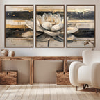 Lotus Flower Wall Art | Framed Abstract Floral Canvas