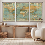 Push Pin World Map Canvas Print | Travel Tracker Wall Art for Couples