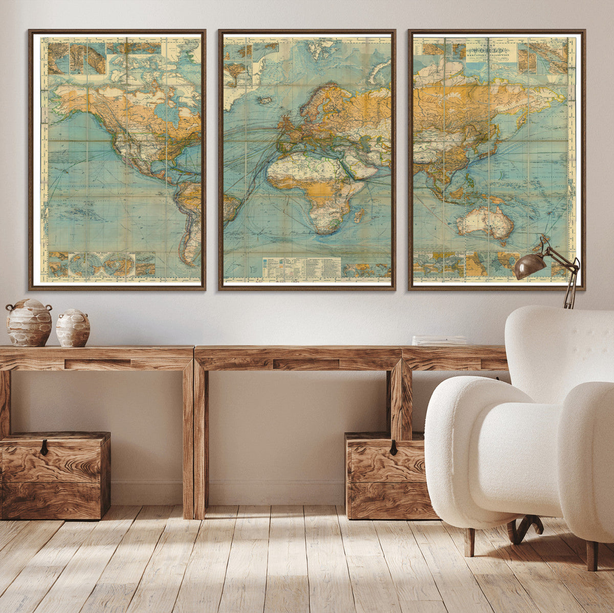 Push Pin World Map Canvas Print | Travel Tracker Wall Art for Couples