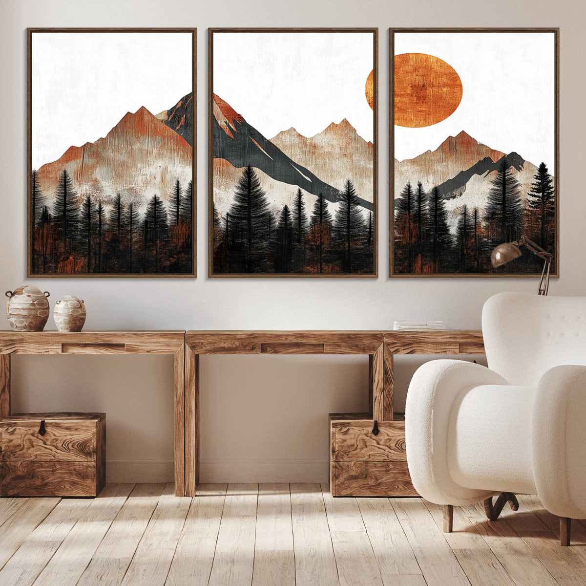 Modern Abstract Mountain Canvas Wall Art Print
