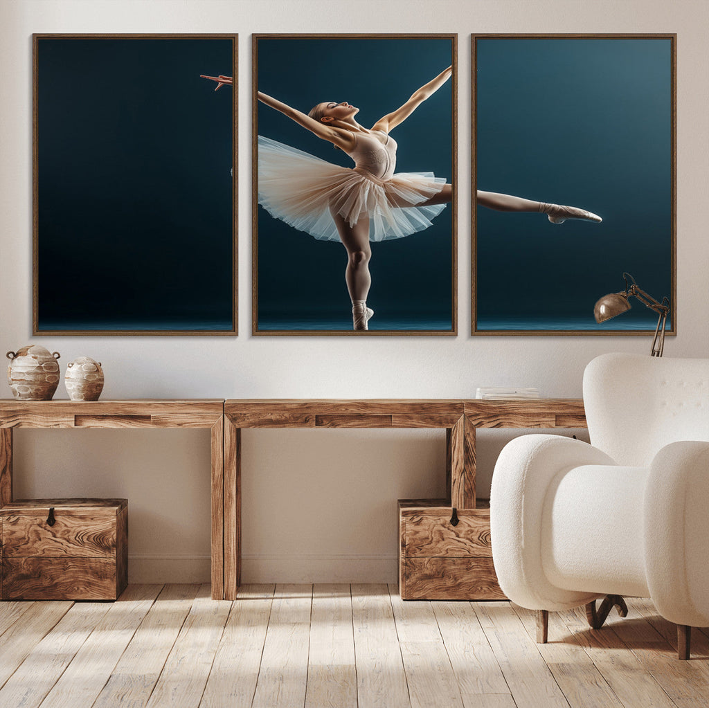 Ballet Dancer Wall Art | Framed Graceful Pose Canvas