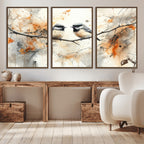 Beautiful Birds Wall Art | Framed Watercolor Branch Canvas