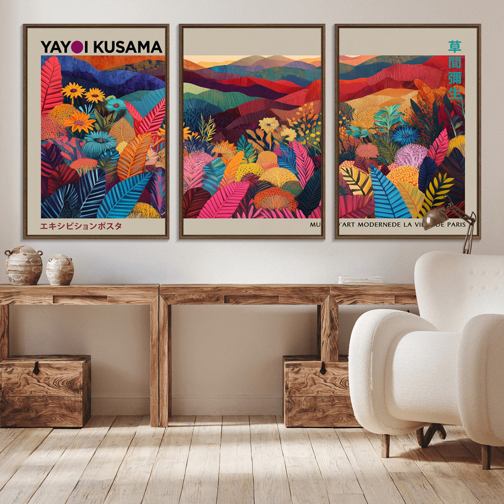 Yayoi Kusama Wall Art Canvas Print, Abstract Art, Large Framed Print, Japanese Wabi Sabi Wall Art