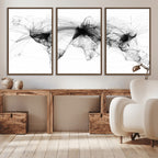 Abstract World Map Wall Art | Framed Geometric Line Canvas