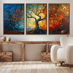 Yggdrasil Tree of Life Mosaic Stained Glass Wall Art Canvas Print