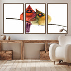 Cardinal Bird Canvas Wall Art, Male and Female Cardinal Print, Nature Inspired Bird Decor