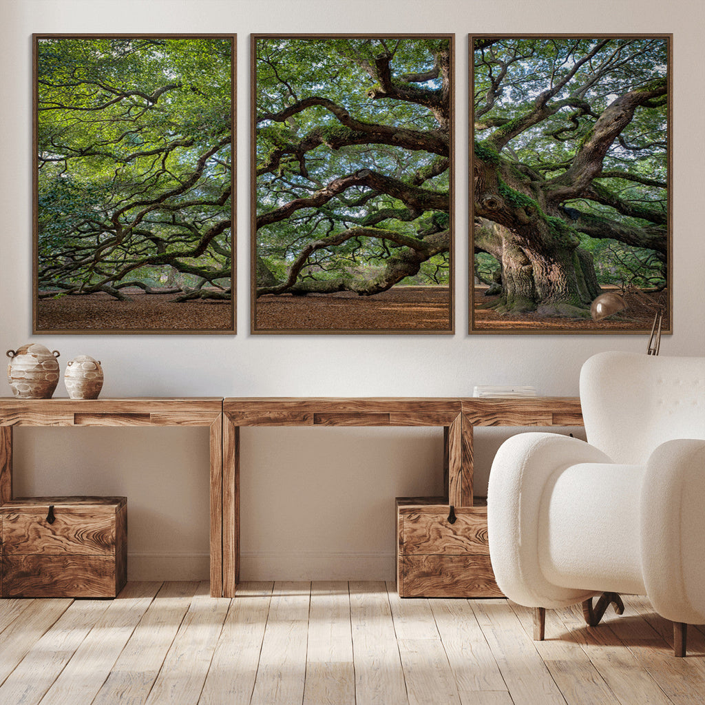 Historic Tree Wall Art | Framed Mossy Branch Canvas Artwork