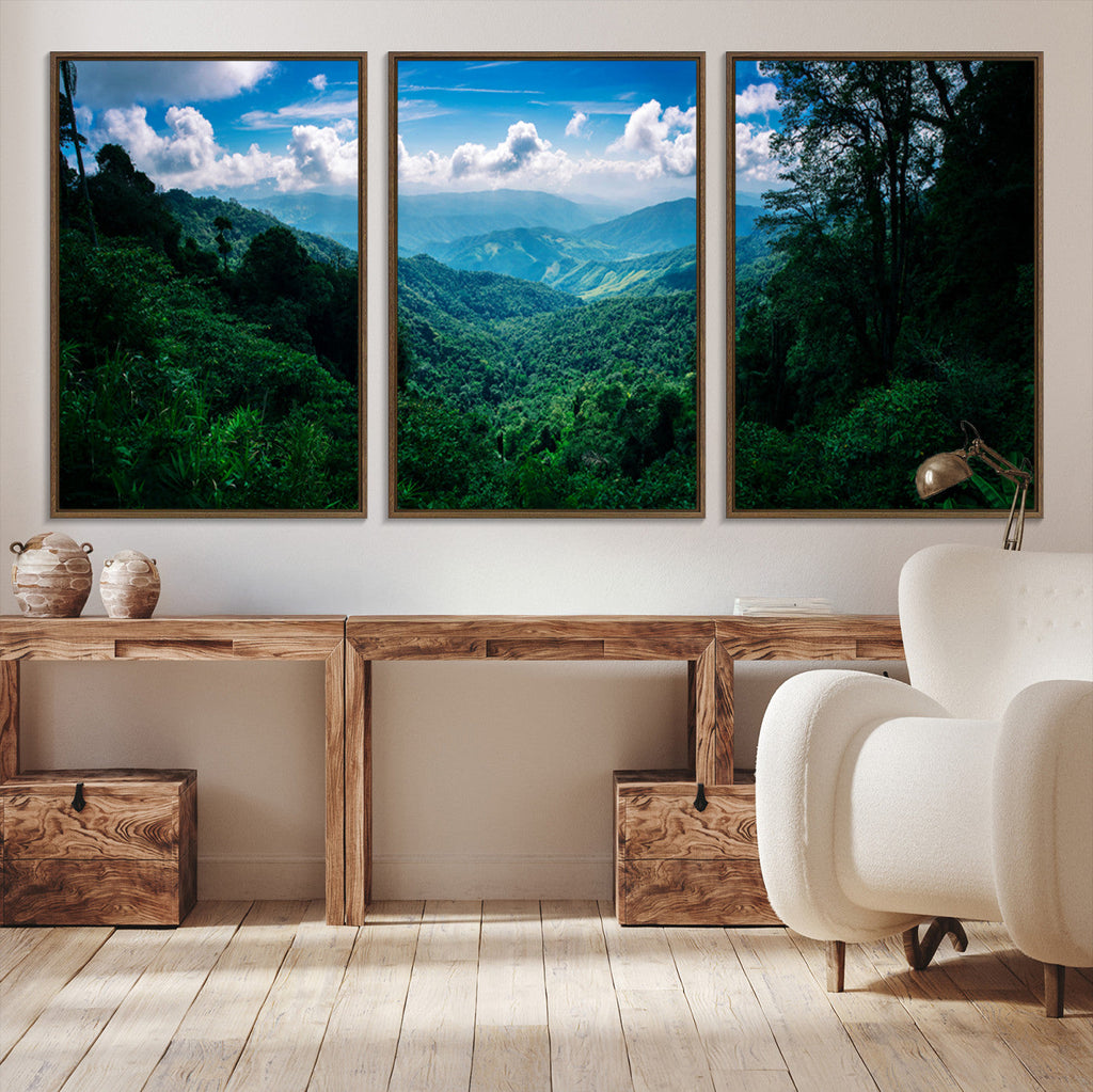 Tropical Jungle Wall Art Canvas Print | Framed Lush Valley