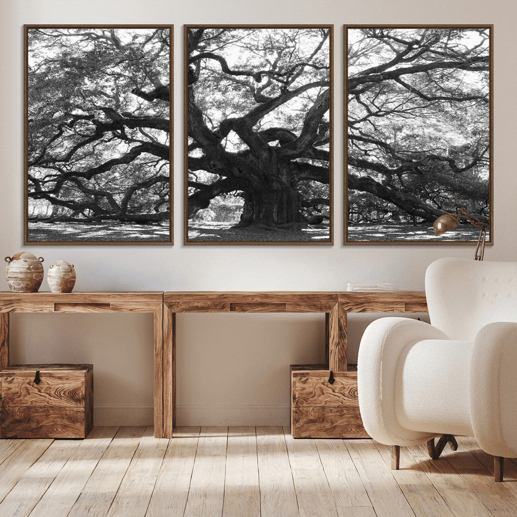 Ancient Oak Wall Art Canvas Print | Gnarled Tree with Twisted Branches