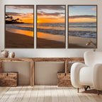 Tropical Beach Wall Art | Framed Sunset Ocean Canvas