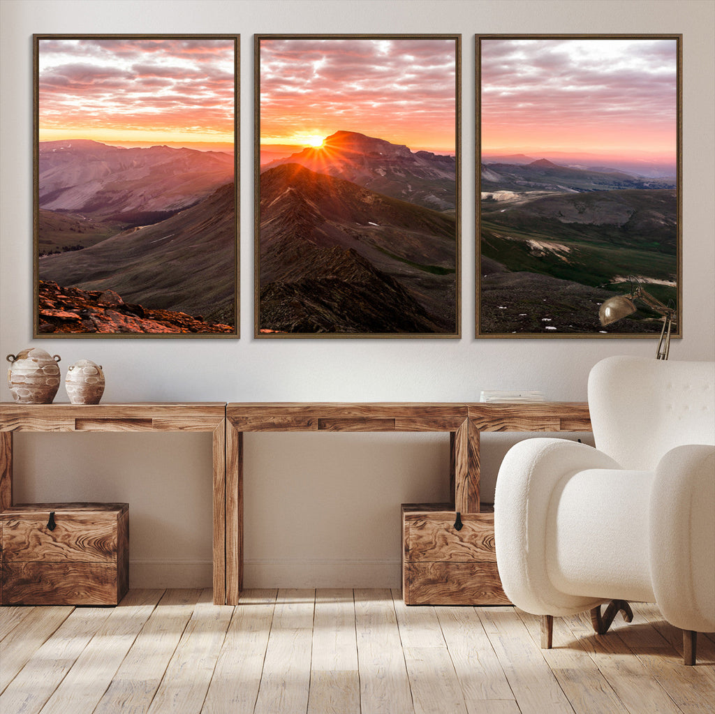 Mountain Sunrise Wall Art Canvas Print | Alpine Ridge Morning Light