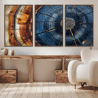 Framed Abstract Tree Ring Wall Art Print, Natural Rustic Wood Grain Canvas Print