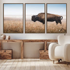 Wild Bison Wall Art | Framed Prairie Landscape Canvas