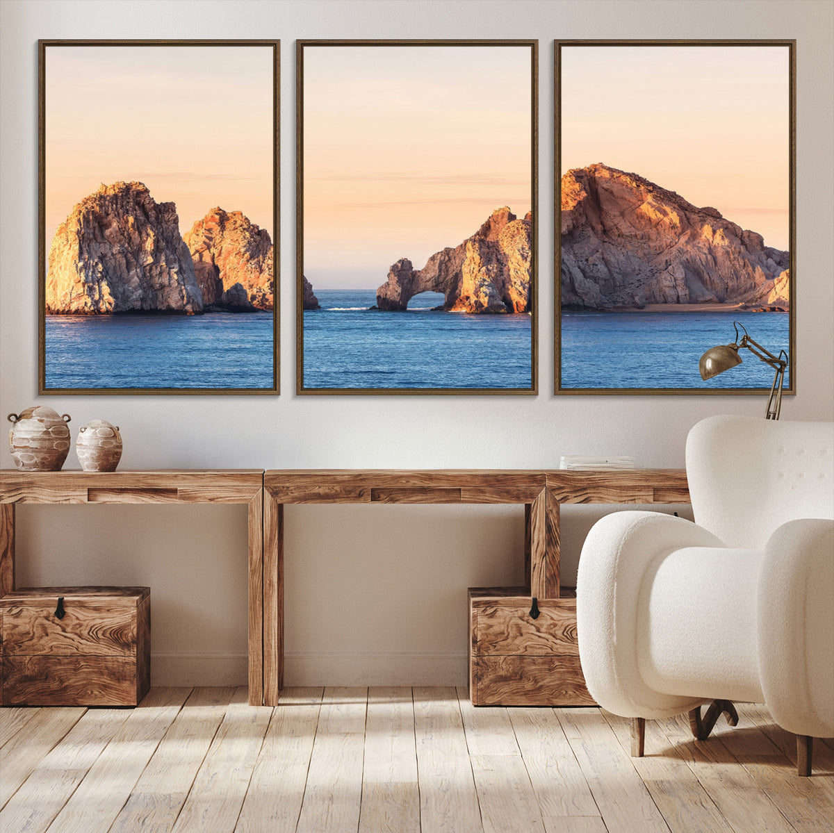 El Arco Wall Art Canvas Print, Framed Cabo San Lucas Ocean Arch Coastal Art