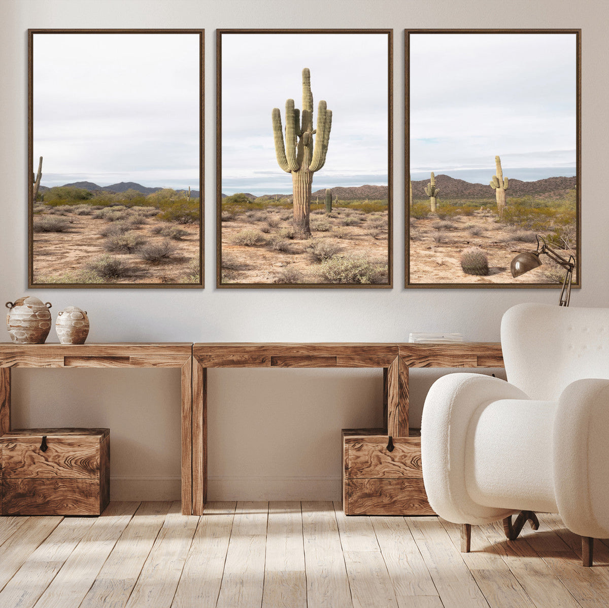 Saguaro Cactus Wall Art | Framed Desert Canvas Artwork