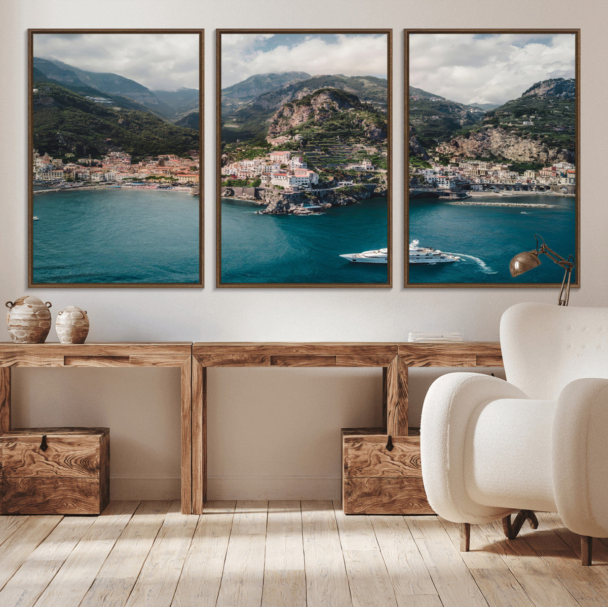 Amalfi Coast Wall Art | Framed Italian Seaside Canvas