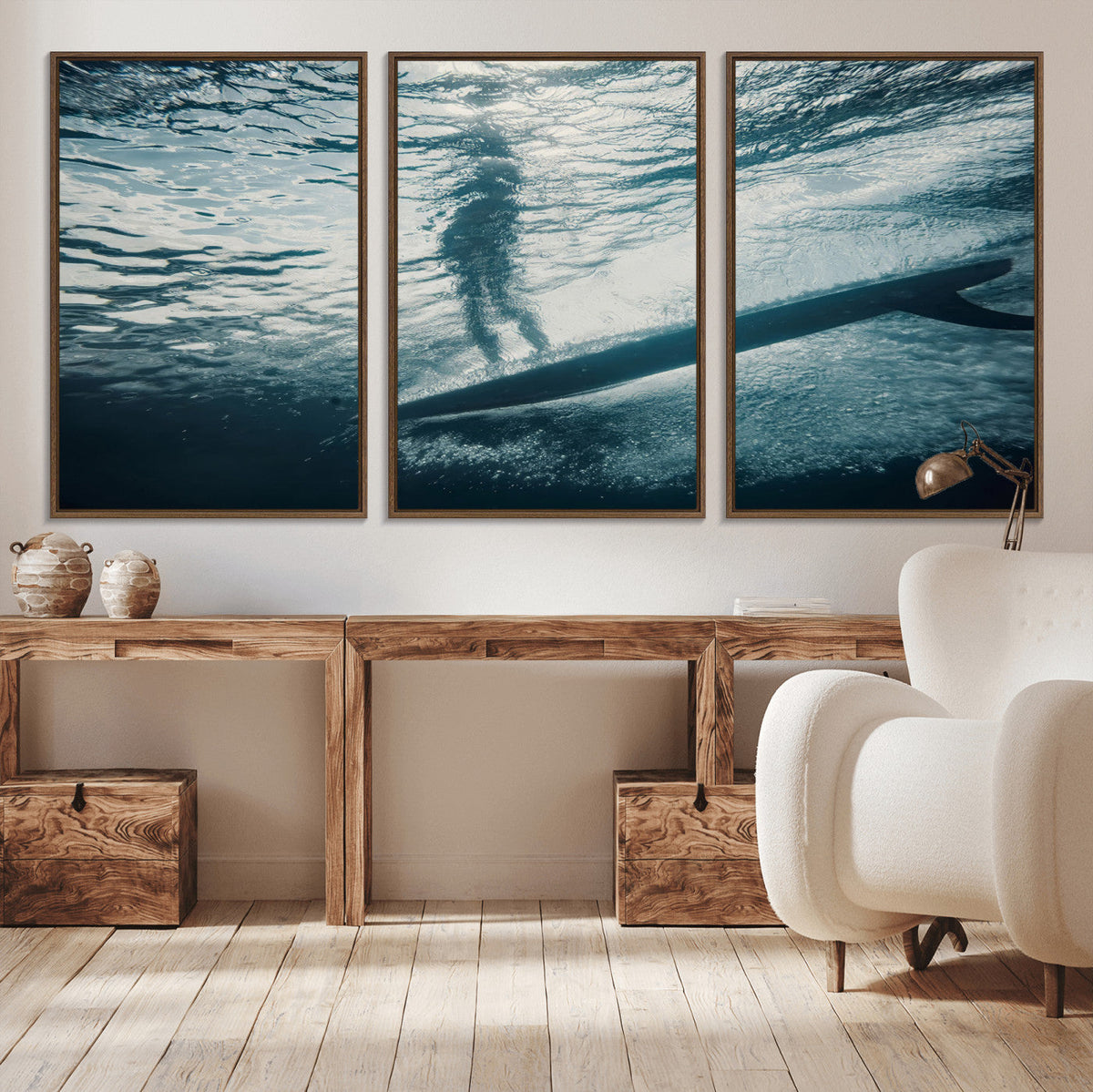 Underwater Surf Wall Art | Framed Ocean Wave Canvas Artwork