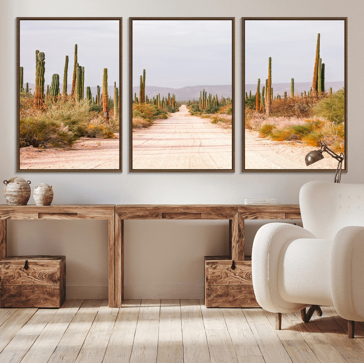 Desert Cactus Wall Art | Framed Southwestern Canvas Artwork