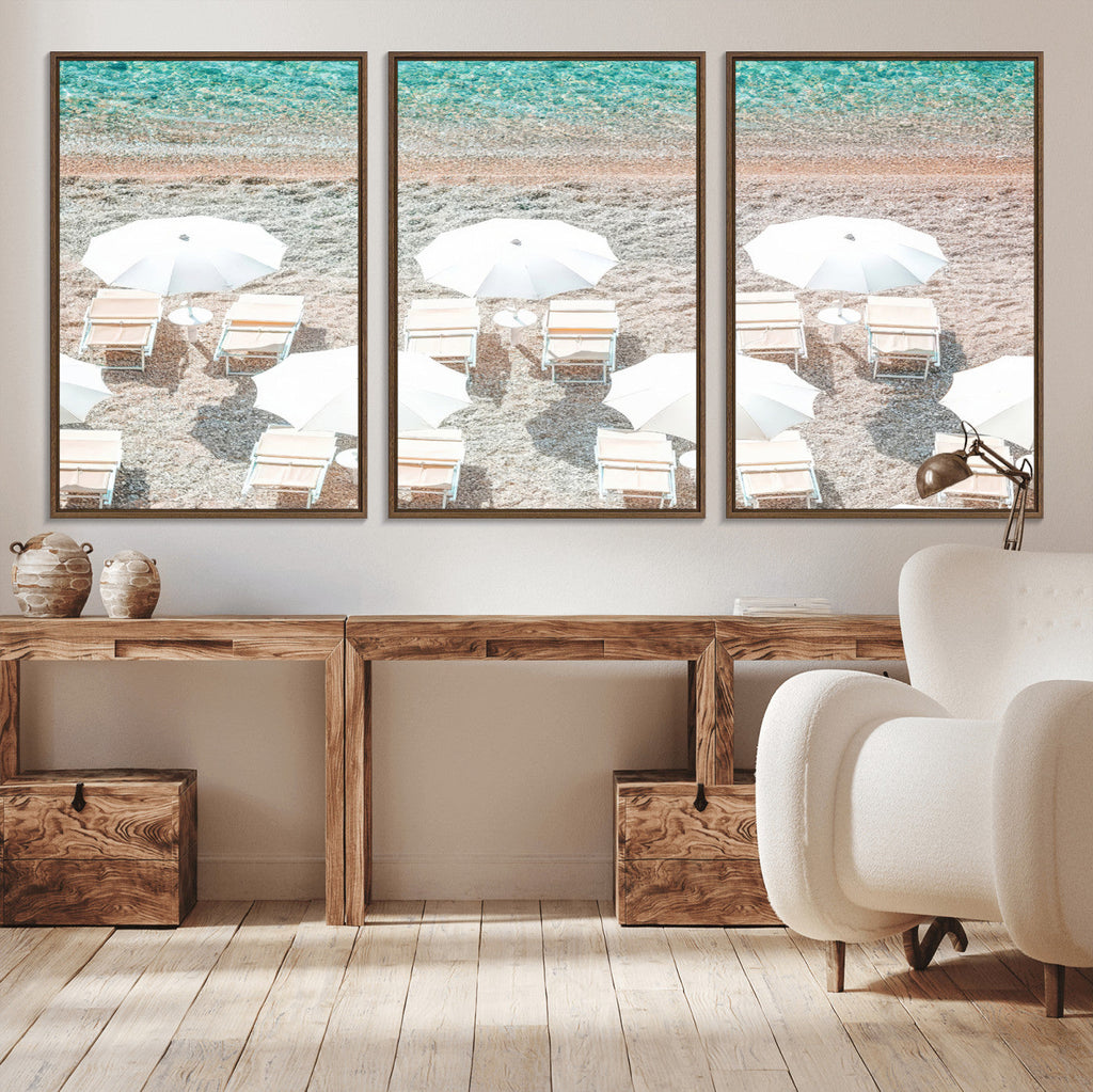 Calm Beach Wall Art | Framed Turquoise Water Canvas Artwork
