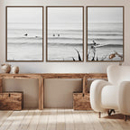 Surfer Silhouette Wall Art | Framed Calm Ocean Canvas