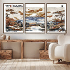 Modern Japanese Wall Art Canvas Print, Framed Abstract Mount Fuji Landscape, Yayoi Kusama Canvas Wall Art