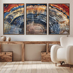 Tree Rings Wall Art Canvas Print, Framed Petrified Wood Modern Rustic