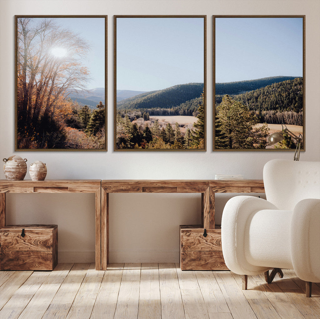 Rustic Landscape Wall Art Canvas Print, Serene Valley Scene