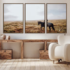 Cowboy Wall Art Canvas Print, Framed Western Rustic Ranch Scene