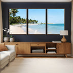 Palm Tree Coast Wall Art Canvas Print, Framed Island Getaway with Crystal Blue Water