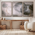 Abstract Grey Gold Wall Art | Modern Geometric Canvas