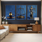Legal Justice Wall Art Canvas Print | Gavel, Scales and Lady Justice