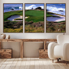 California Pebble Beach Golf Links Wall Art Canvas Print, Iconic Monterey Coastal Golf Course