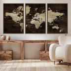 World Map Wall Art Canvas Print | Framed Travel Map Wall Art