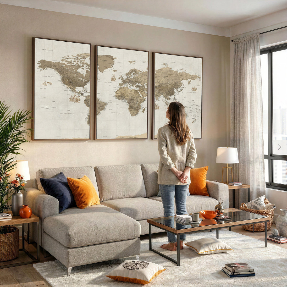 Detailed World Map Wall Art Canvas Print