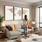 Pastel Colors World Map Wall Art Canvas Print