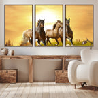 Wild Horses Wall Art Canvas Print, Framed Galloping Herd