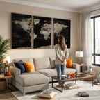 Detailed World Map Wall Art Print | Large Framed World Map Canvas
