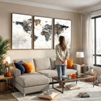 World Map Wall Art Canvas Print for Office Wall Decor