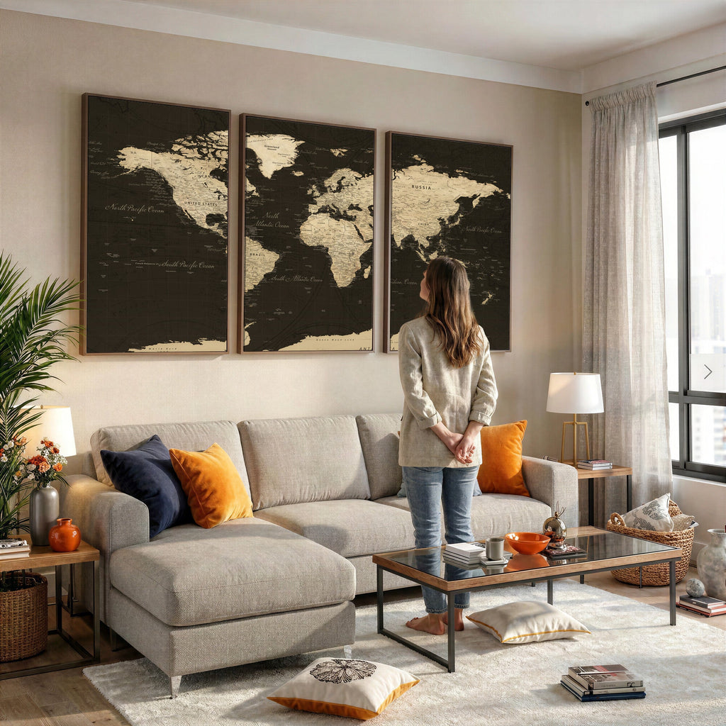 World Map Canvas Print | Framed World Map Wall Art for Couples
